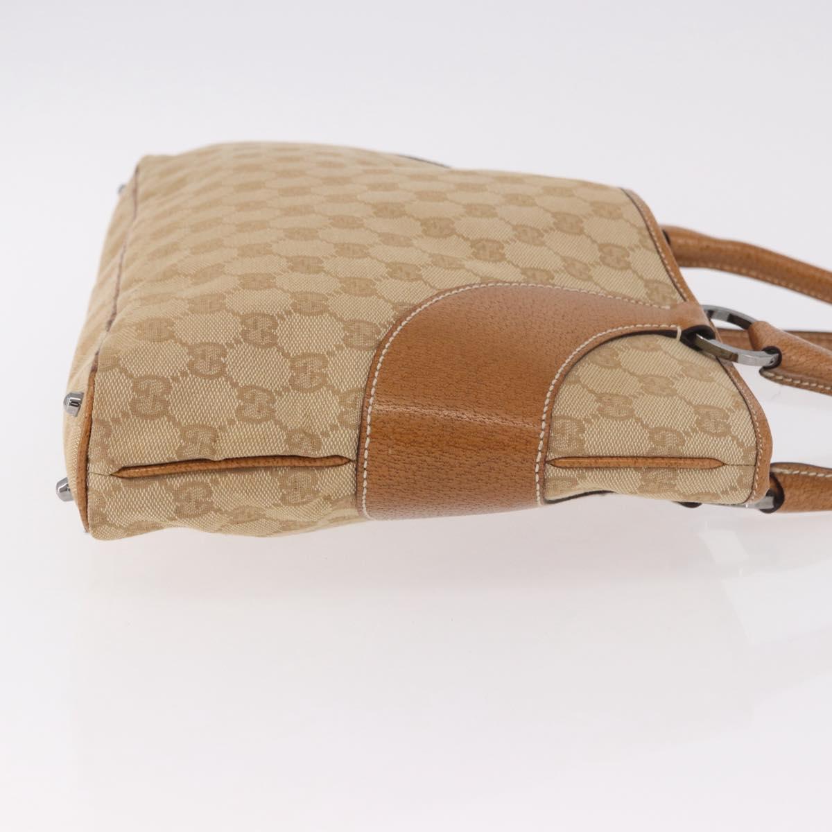 GUCCI GG Canvas Hand Bag Beige Silver 113015 Auth 183839A