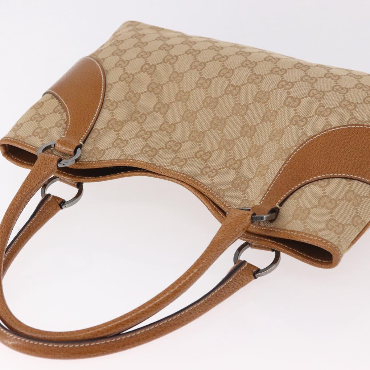 GUCCI GG Canvas Hand Bag Beige Silver 113015 Auth 183839A