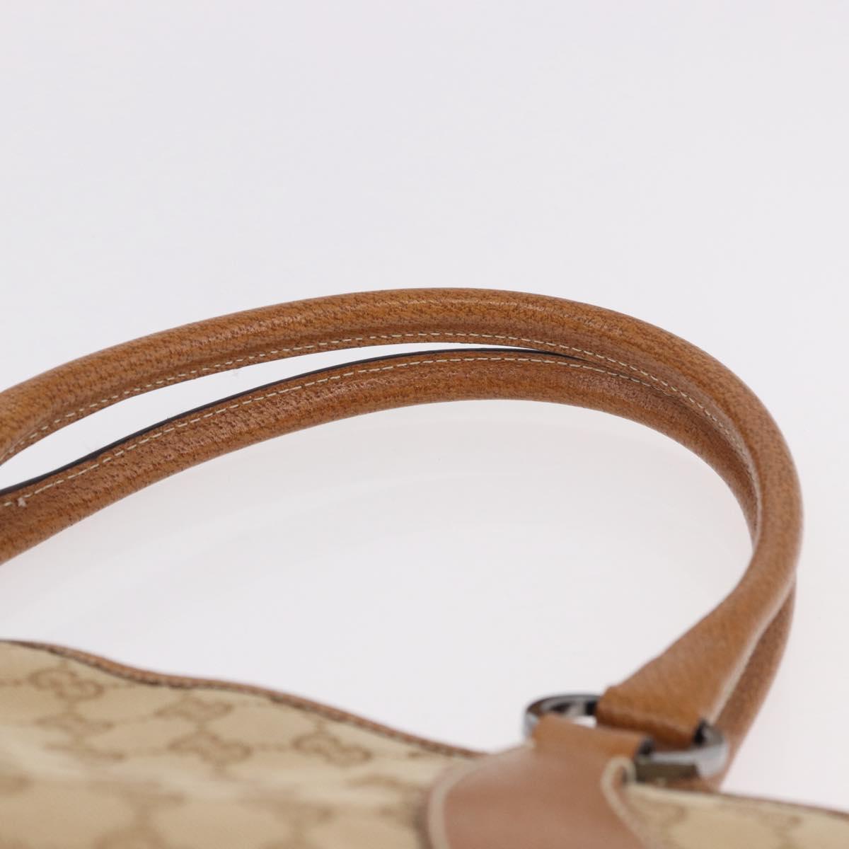 GUCCI GG Canvas Hand Bag Beige Silver 113015 Auth 183839A