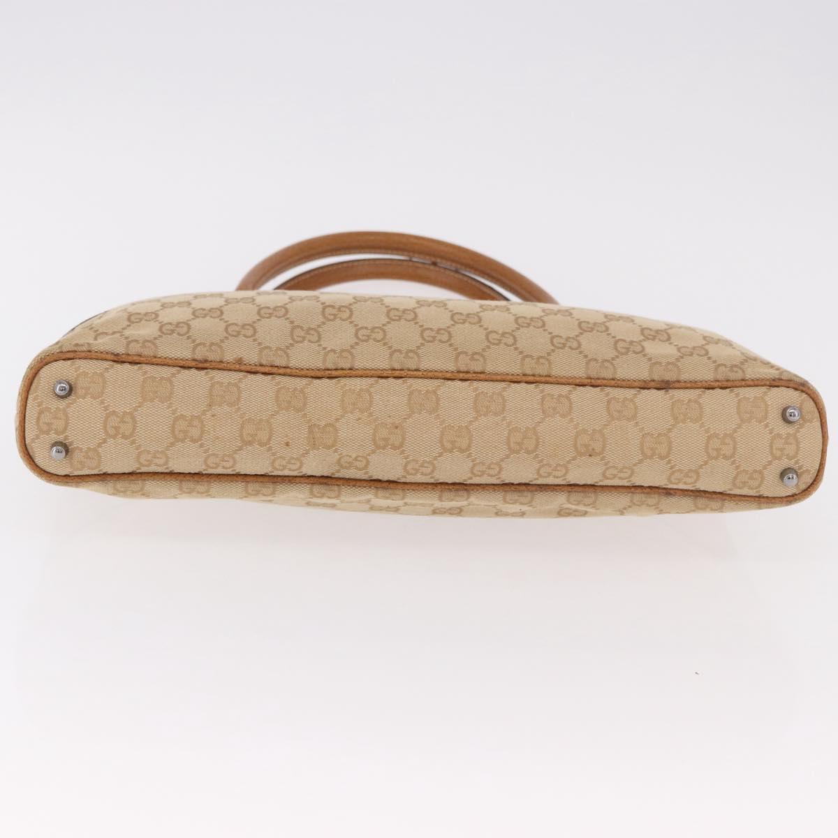 GUCCI GG Canvas Hand Bag Beige Silver 113015 Auth 183839A