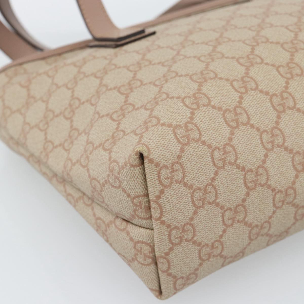 GUCCI GG Supreme Tote Bag PVC Beige Gold 211138 Auth 183842A