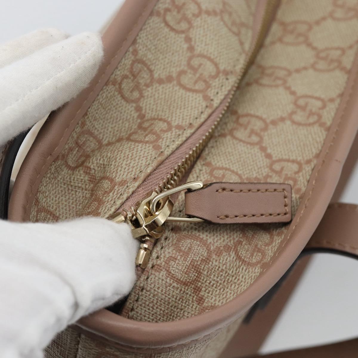 GUCCI GG Supreme Tote Bag PVC Beige Gold 211138 Auth 183842A
