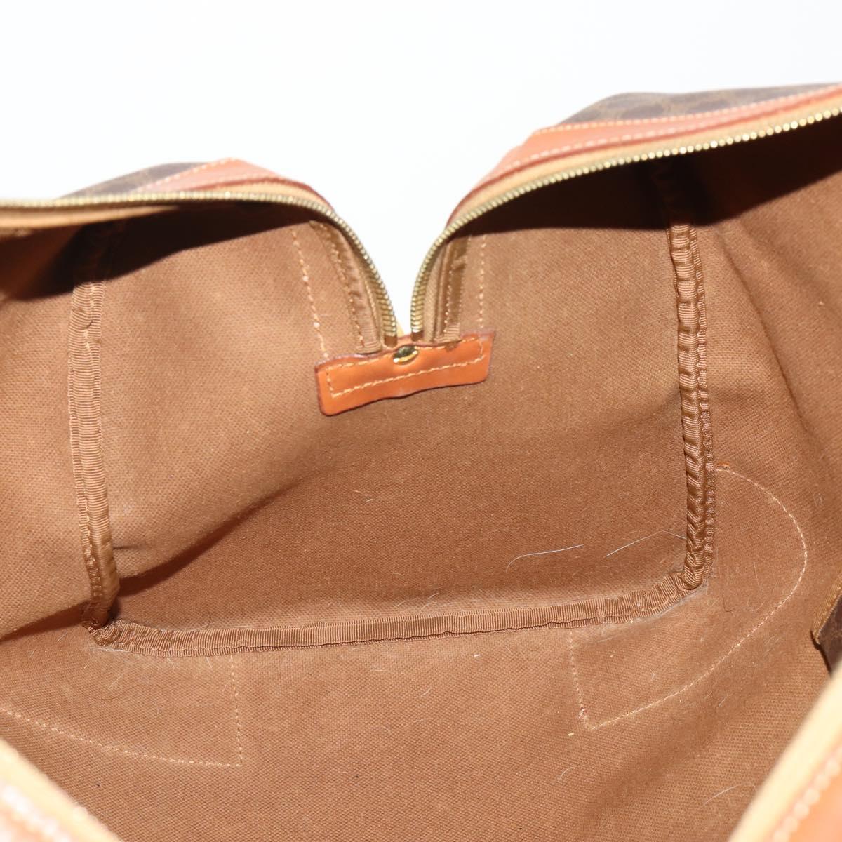 CELINE Macadam Canvas Boston Bag PVC Leather Brown Gold Auth 183843A