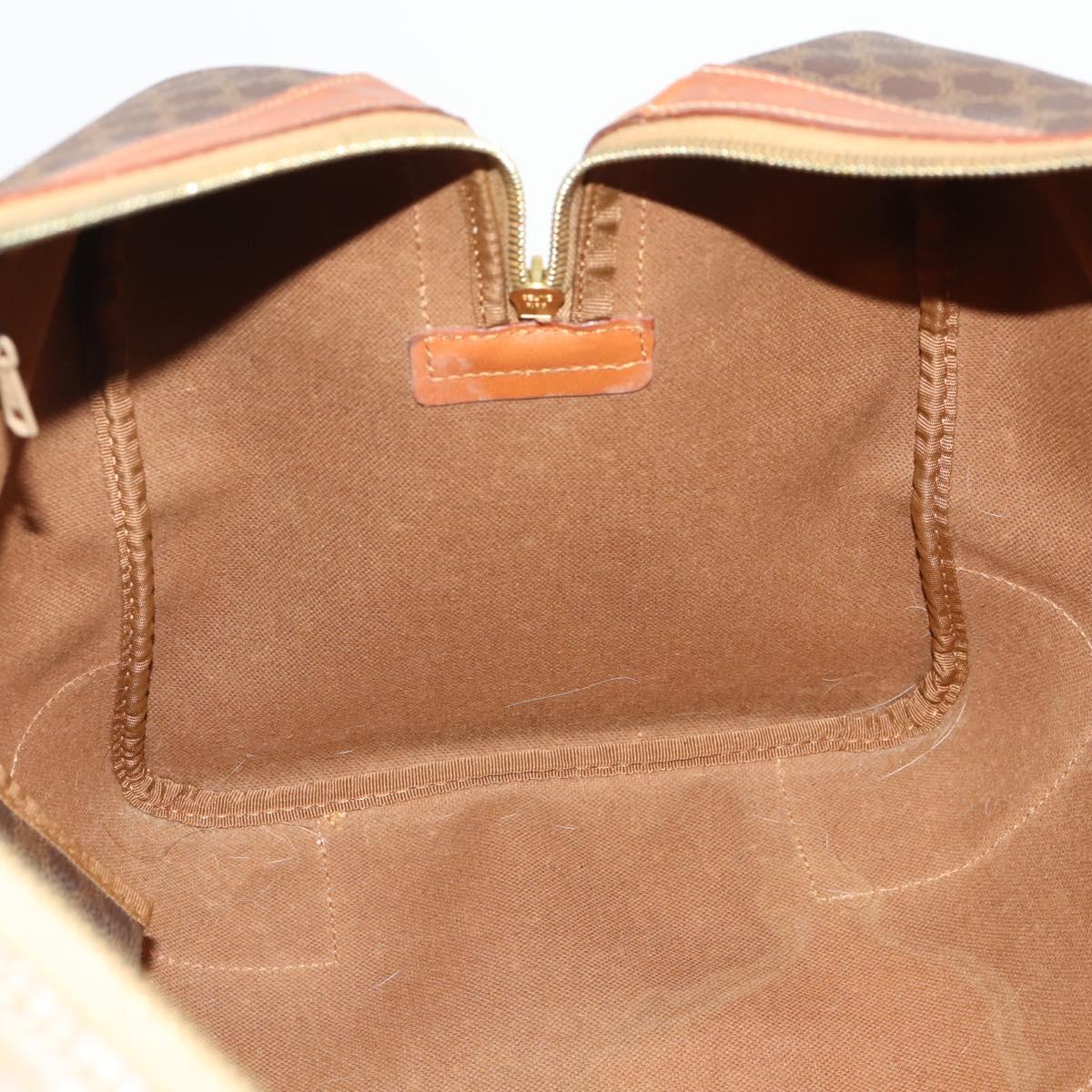 CELINE Macadam Canvas Boston Bag PVC Leather Brown Gold Auth 183843A