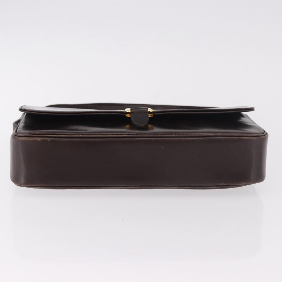 Christian Dior Shoulder Bag Leather Brown Gold Auth 183849
