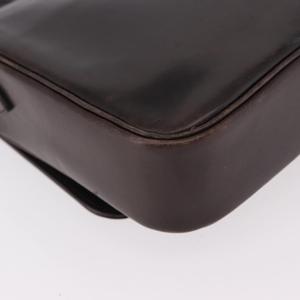 Christian Dior Shoulder Bag Leather Brown Gold Auth 183849