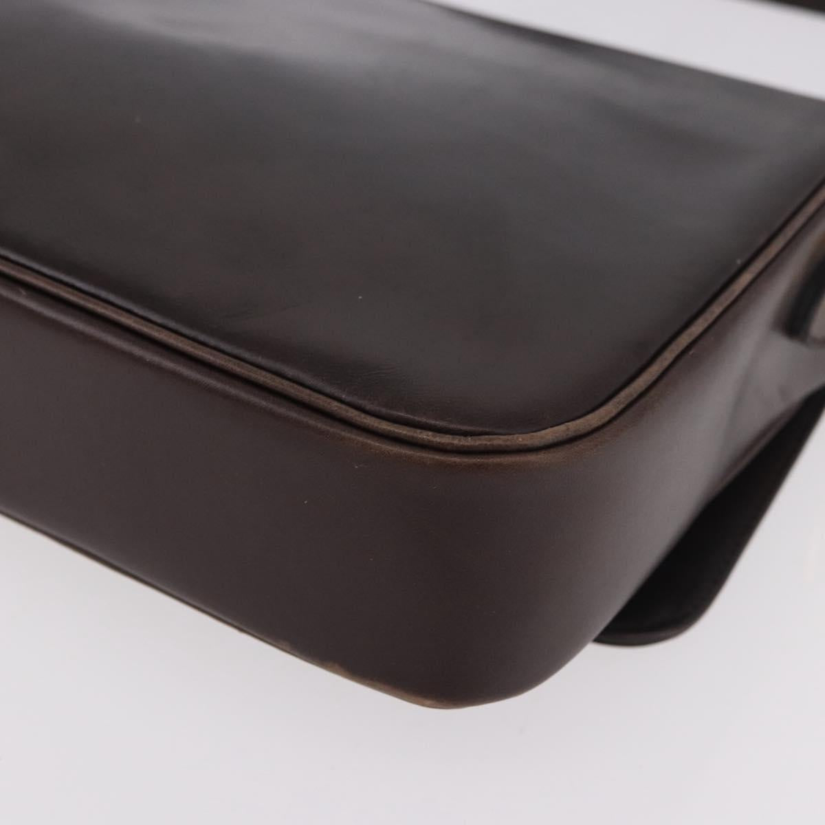 Christian Dior Shoulder Bag Leather Brown Gold Auth 183849