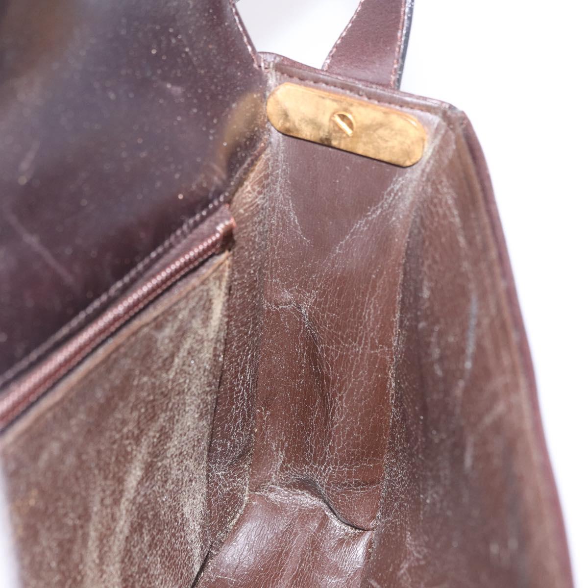 Christian Dior Shoulder Bag Leather Brown Gold Auth 183849