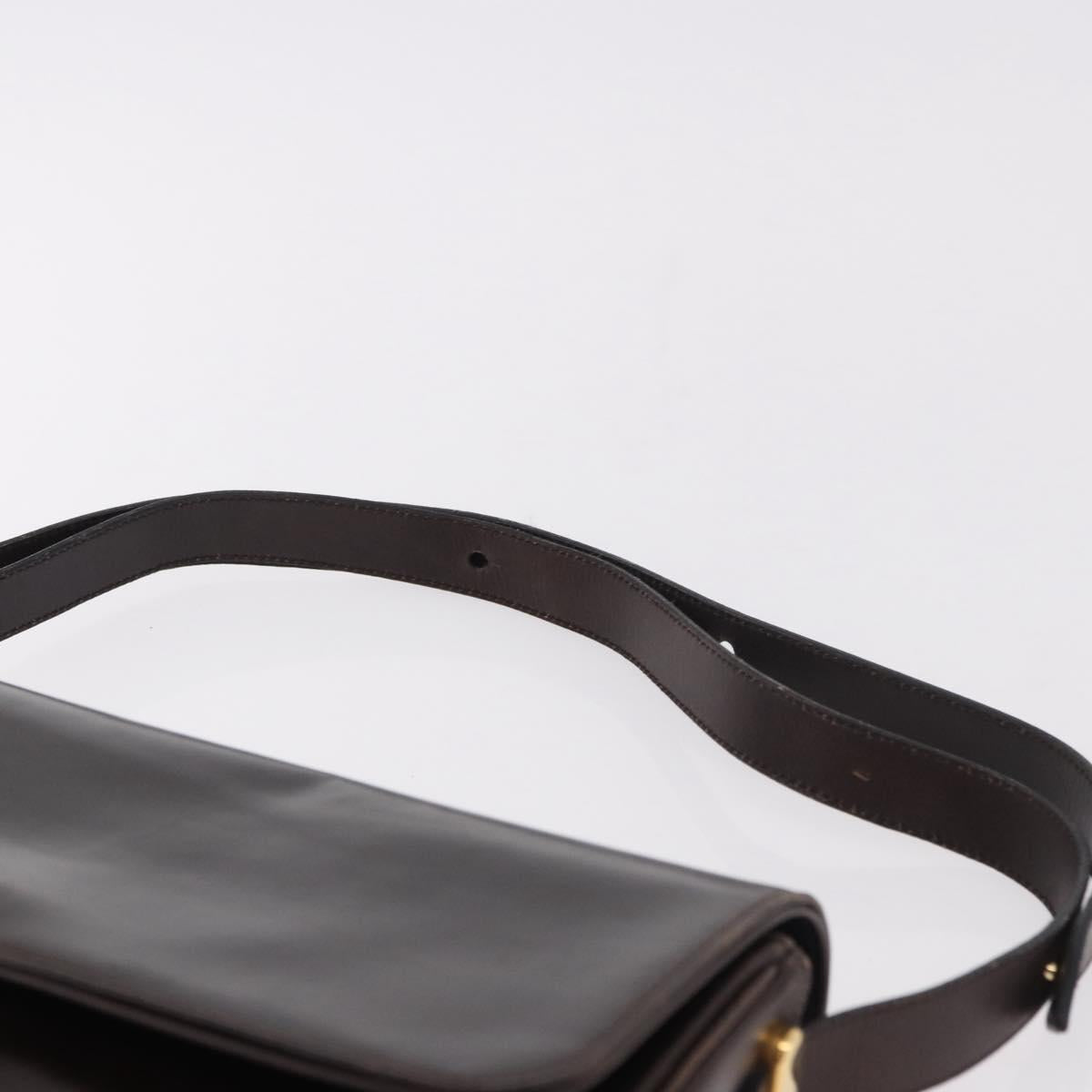 Christian Dior Shoulder Bag Leather Brown Gold Auth 183849
