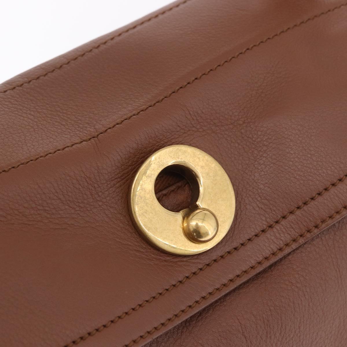 SAINT LAURENT Muse Toe Hand Bag Leather Brown Gold Auth 183850V