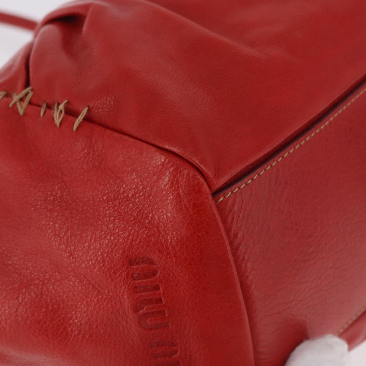 Miu Miu Hand Bag Leather Red Silver Auth 183854V