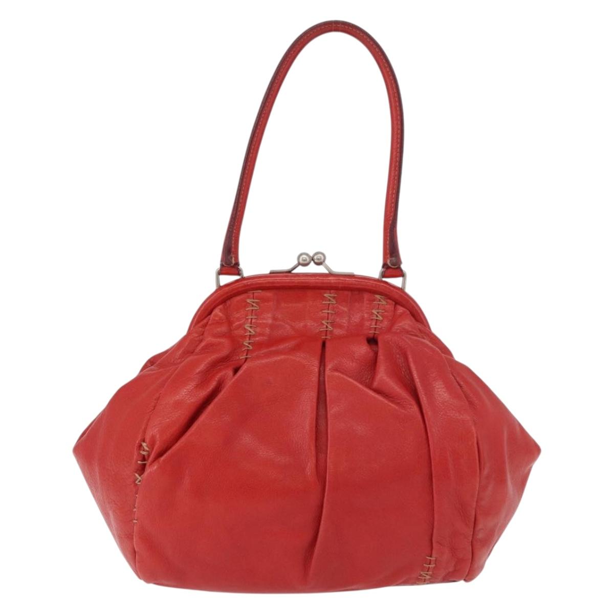 Miu Miu Hand Bag Leather Red Silver Auth 183854V