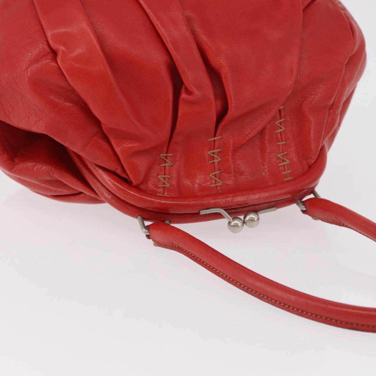 Miu Miu Hand Bag Leather Red Silver Auth 183854V