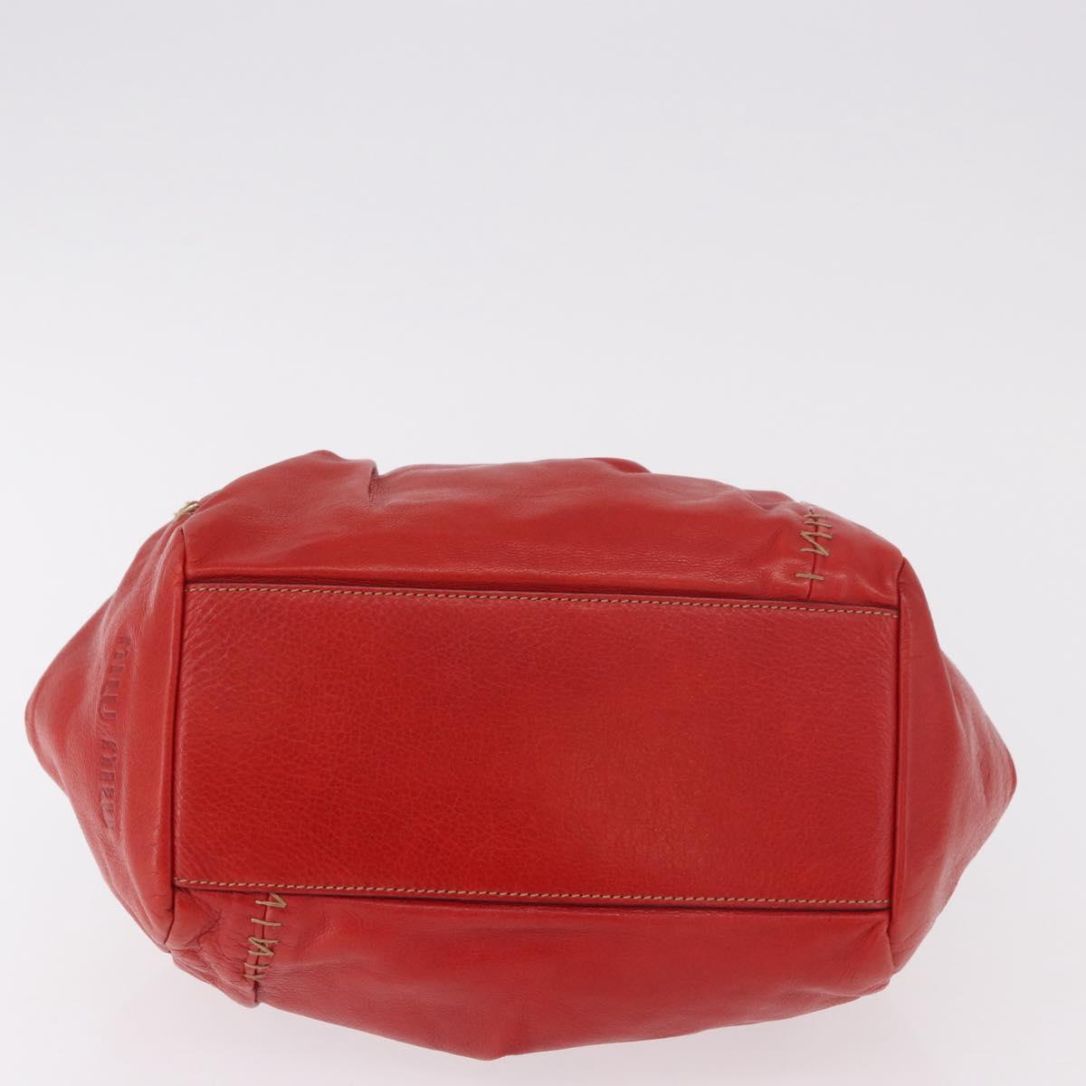 Miu Miu Hand Bag Leather Red Silver Auth 183854V