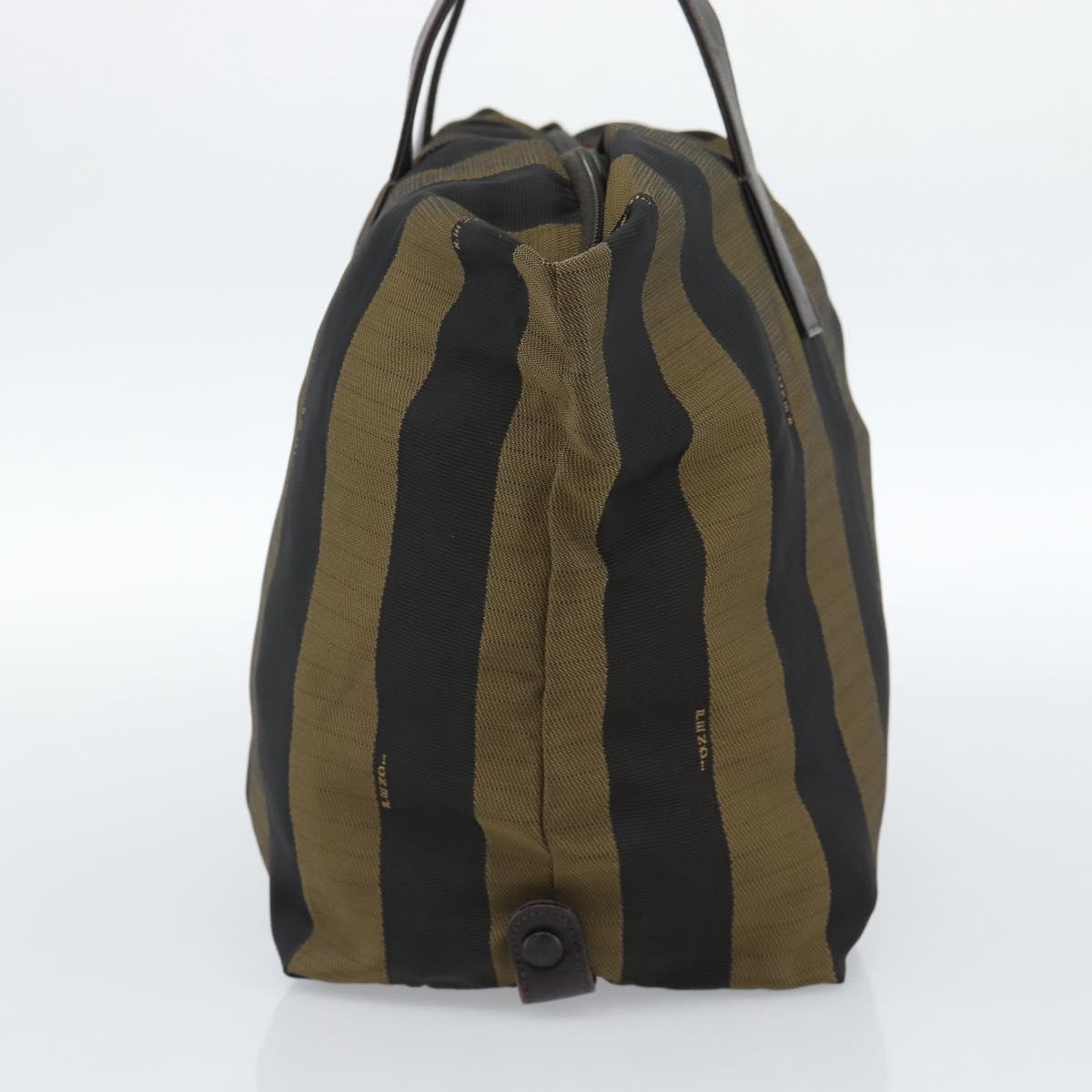 FENDI Pecan Canvas Tote Bag Brown Black Auth 183855