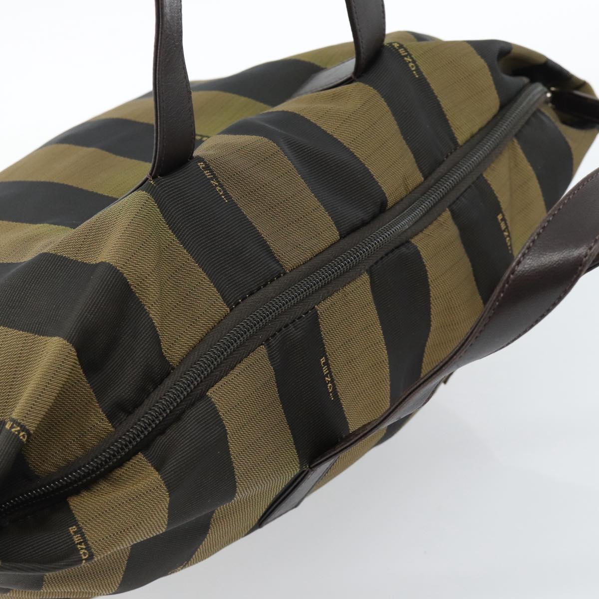 FENDI Pecan Canvas Tote Bag Brown Black Auth 183855