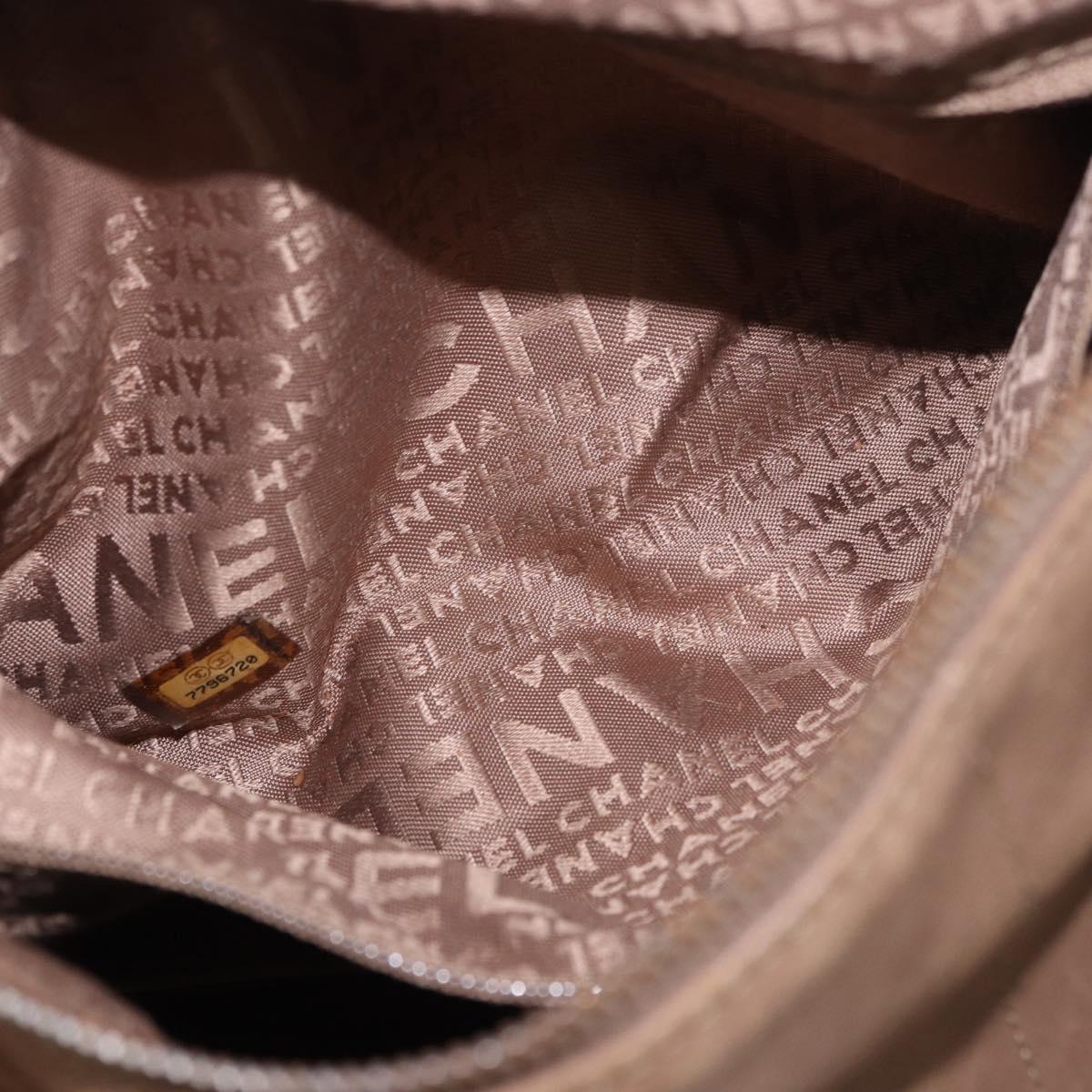 CHANEL Choco Bar Hand Bag Lamb Skin Brown Silver CC Auth 183856
