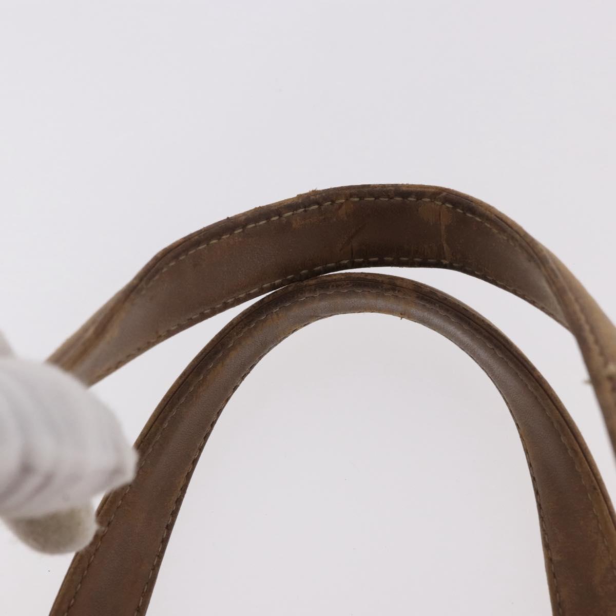 CHANEL Choco Bar Hand Bag Lamb Skin Brown Silver CC Auth 183856