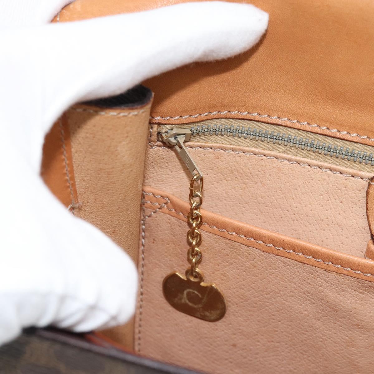 CELINE Macadam Canvas Circle Shoulder Bag PVC Leather Brown Gold Auth 183857A