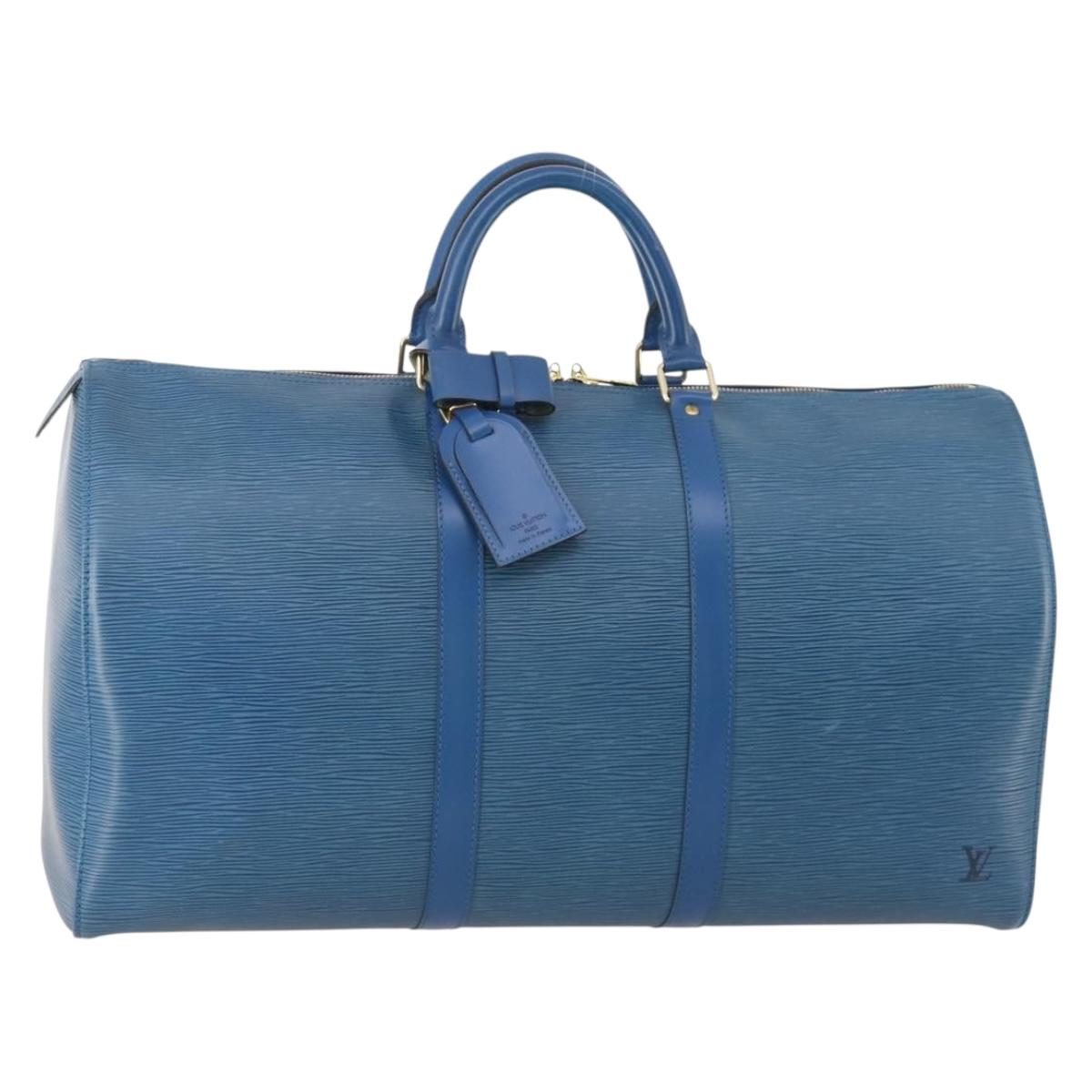 LOUIS VUITTON Epi Keepall 50 Boston Bag Blue M42965 LV Auth 183860A