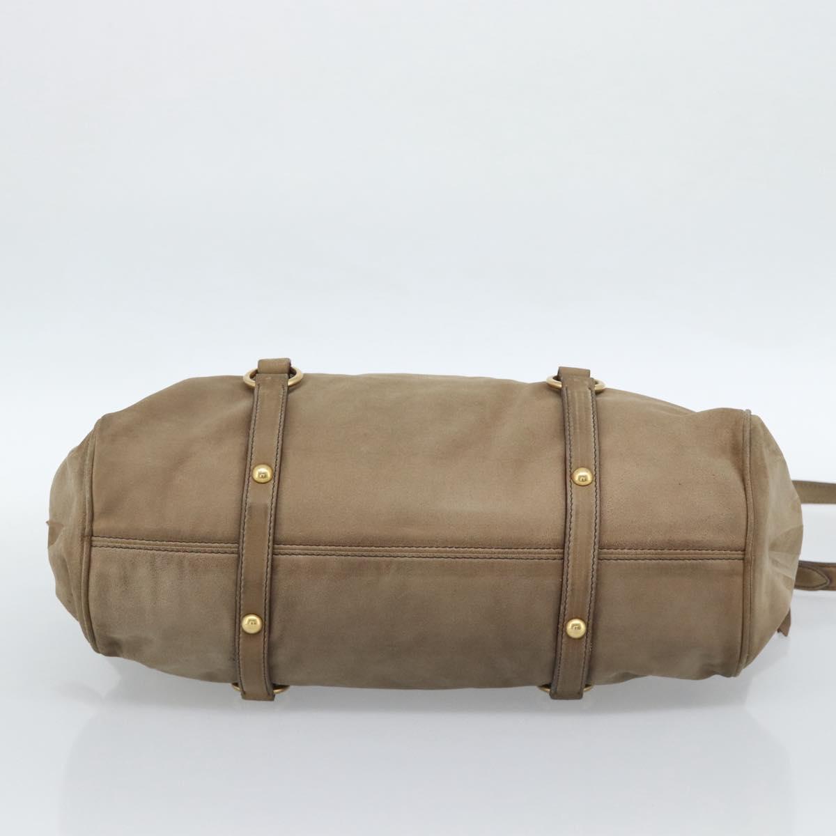Miu Miu Hand Bag Suede 2way Beige Gold Auth 183865V