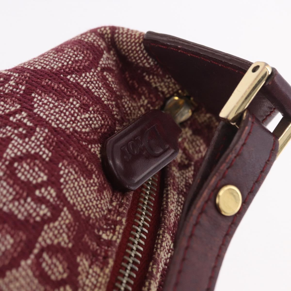 Christian Dior Trotter Canvas Hand Bag Red Gold Auth 183873A