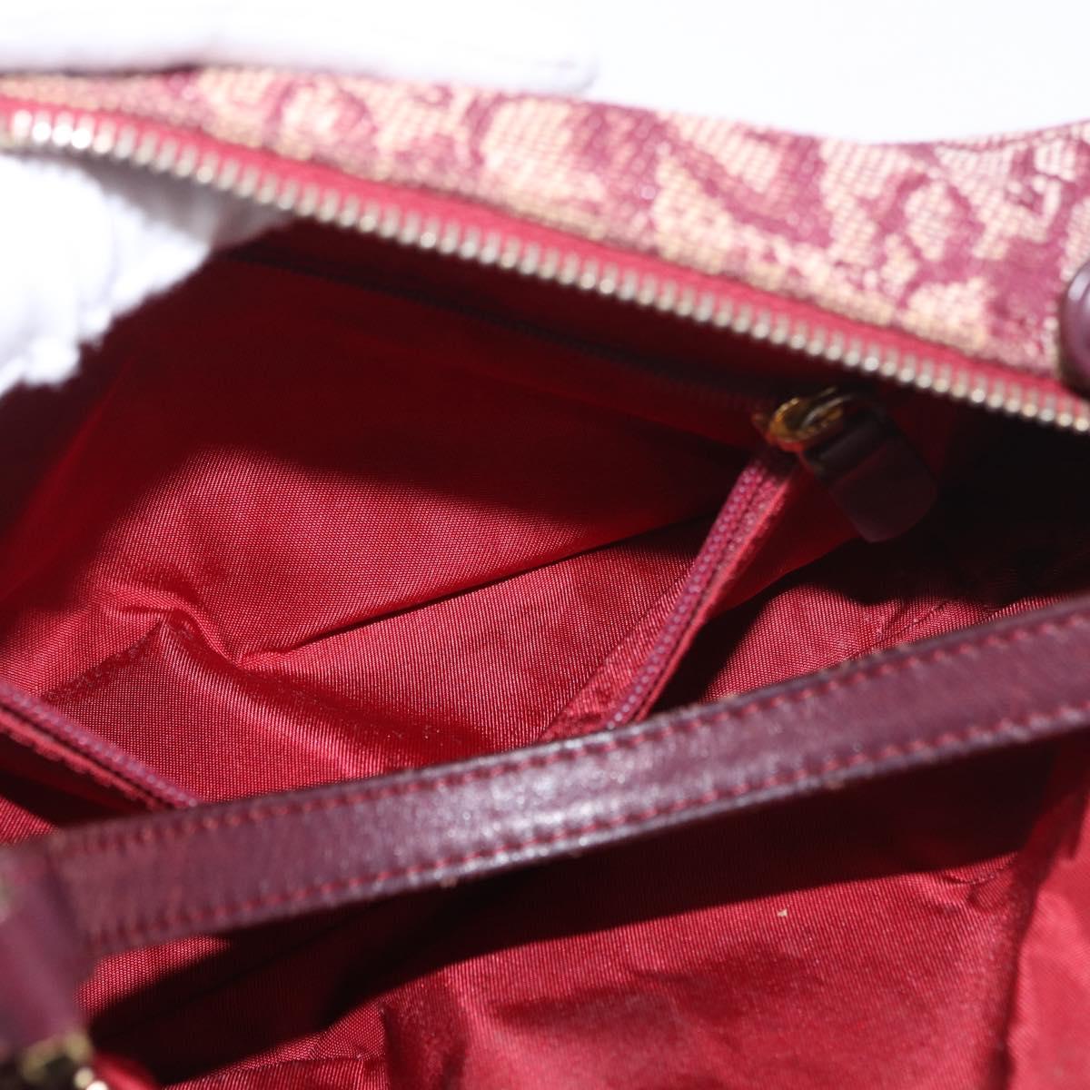 Christian Dior Trotter Canvas Hand Bag Red Gold Auth 183873A