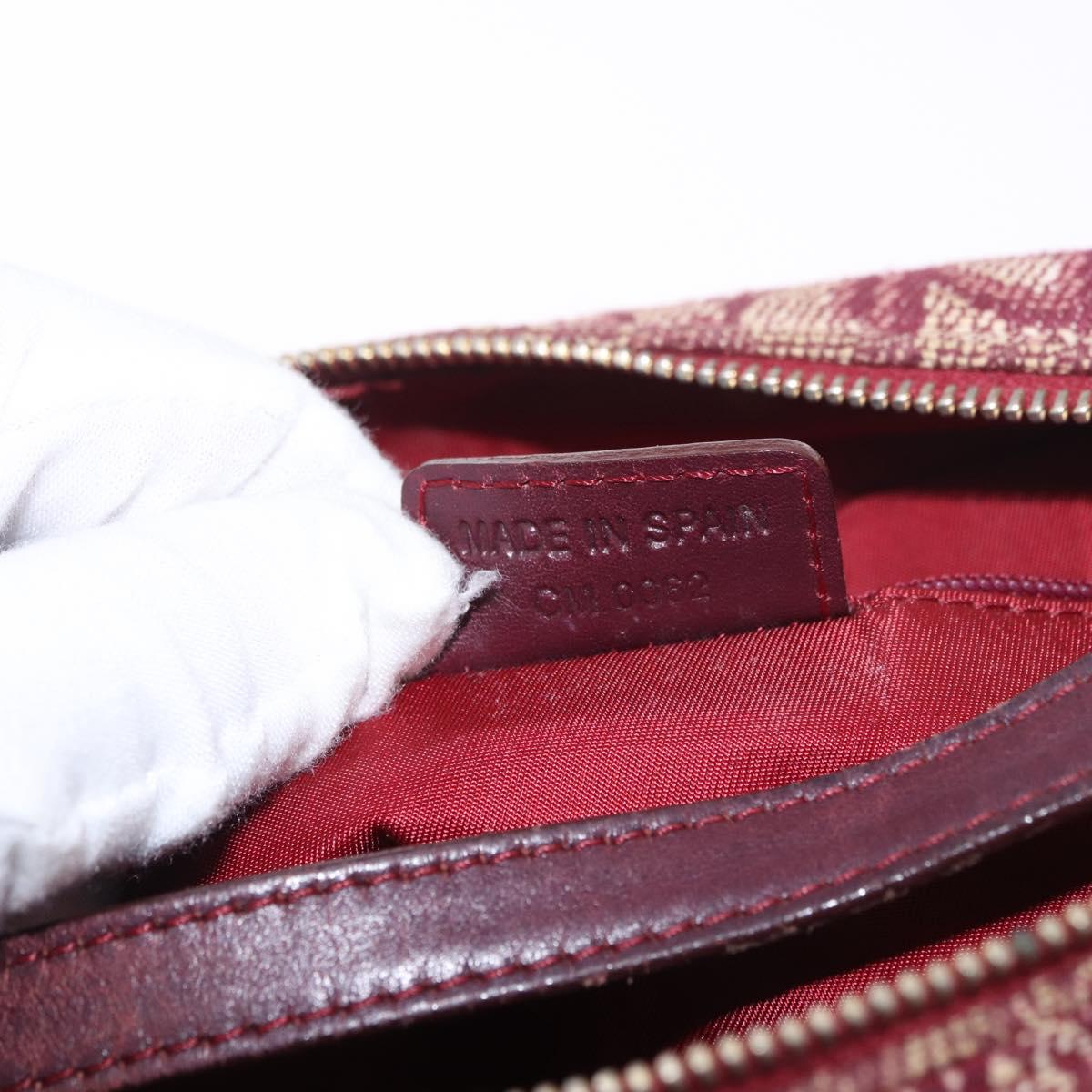 Christian Dior Trotter Canvas Hand Bag Red Gold Auth 183873A