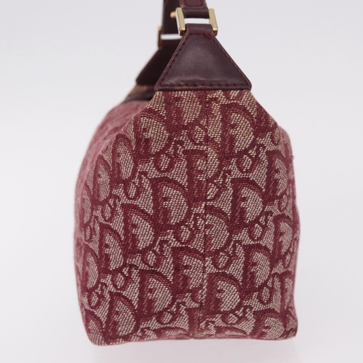 Christian Dior Trotter Canvas Hand Bag Red Gold Auth 183873A