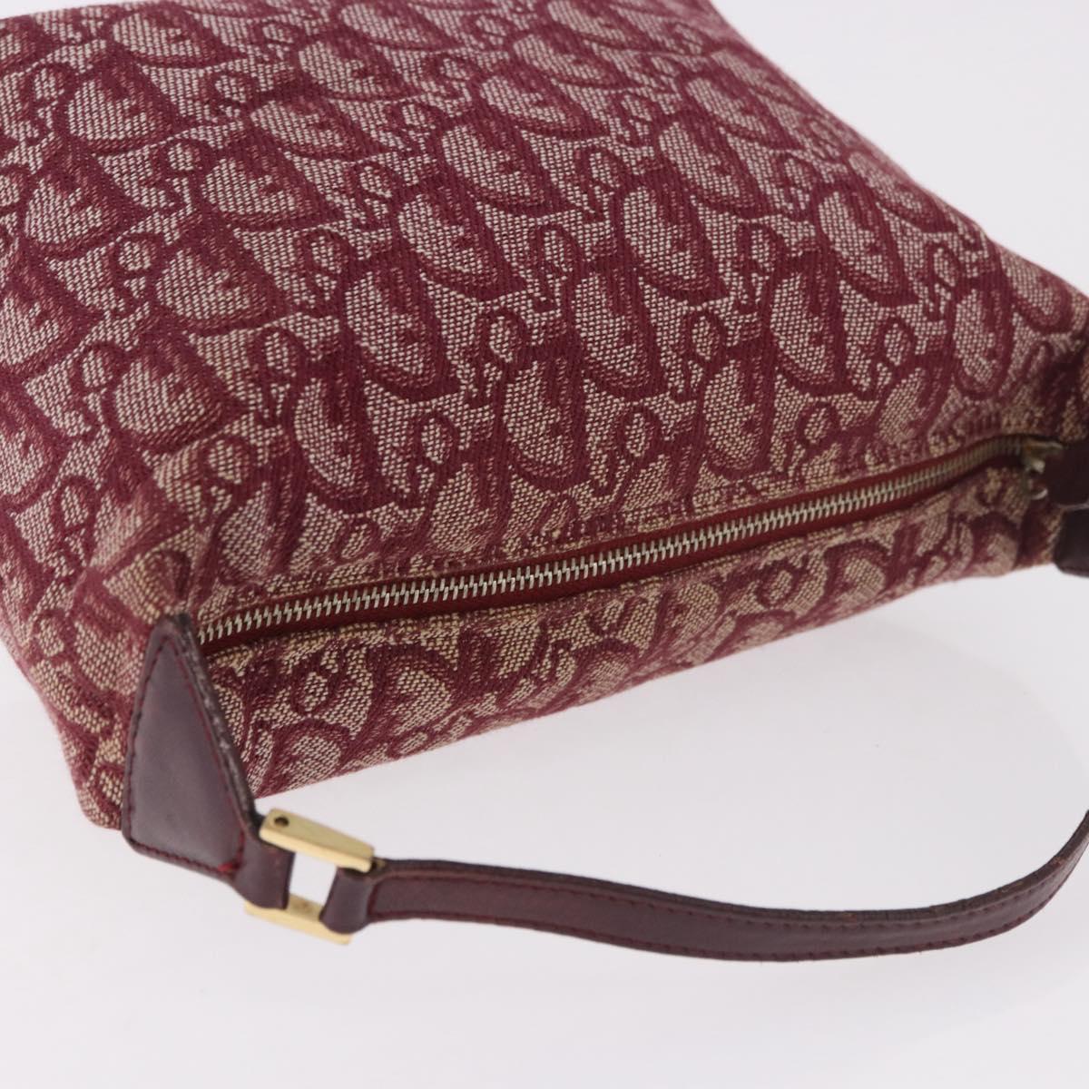 Christian Dior Trotter Canvas Hand Bag Red Gold Auth 183873A