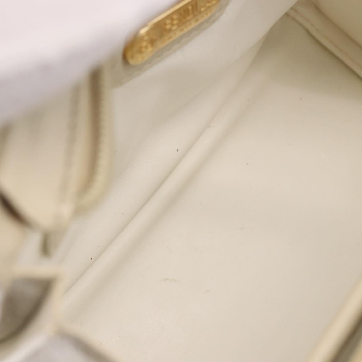 FENDI Hand Bag Leather 2way Beige Gold Auth 183874
