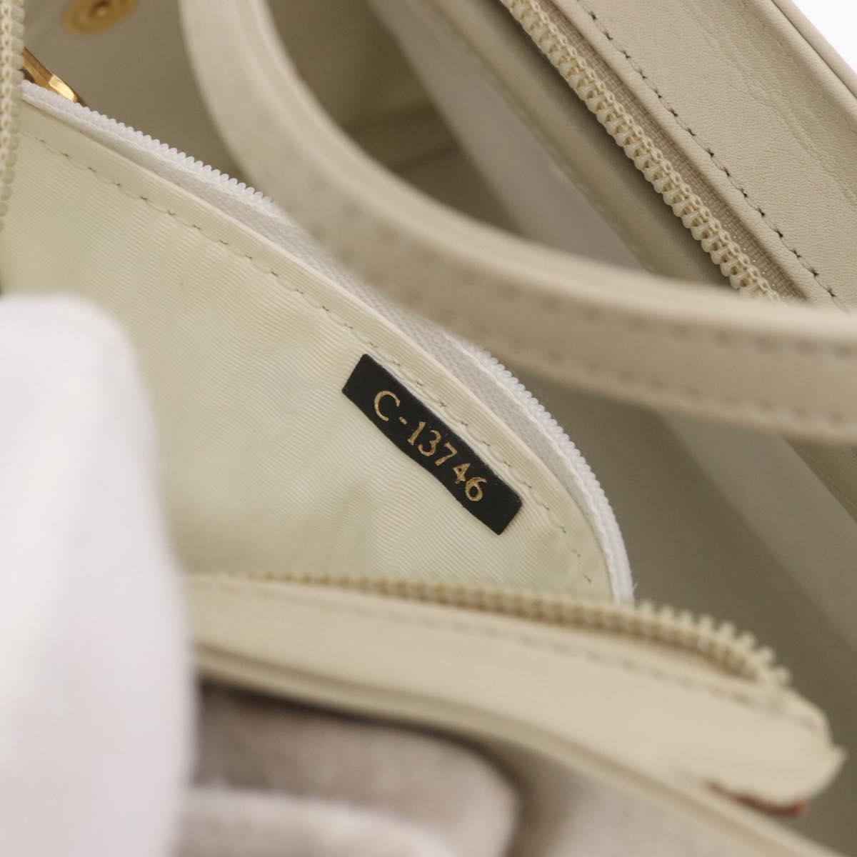FENDI Hand Bag Leather 2way Beige Gold Auth 183874