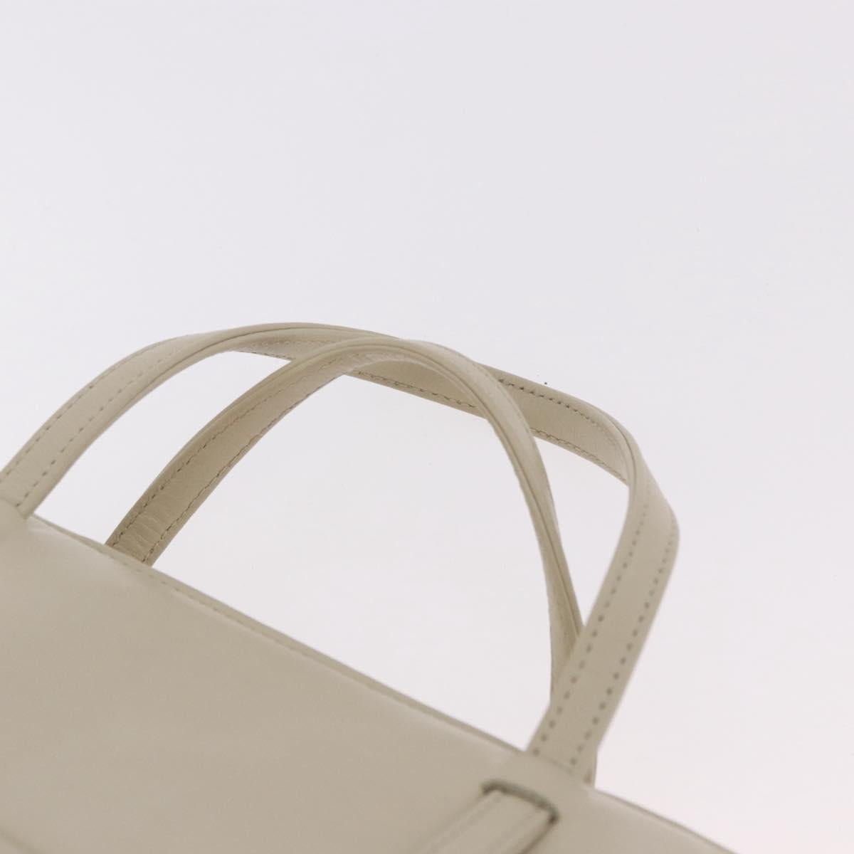 FENDI Hand Bag Leather 2way Beige Gold Auth 183874