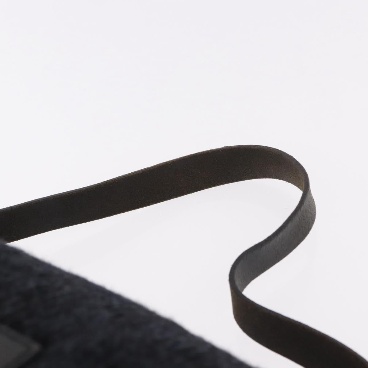 FENDI Mamma Baguette Shoulder Bag Wool Navy Silver Auth 183876