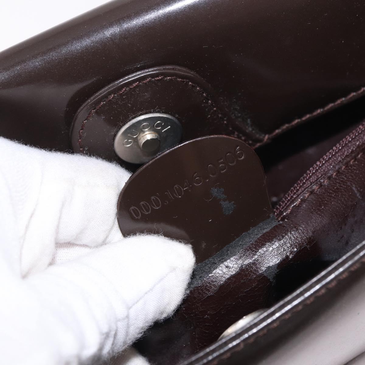GUCCI Shoulder Bag Patent Leather Brown Silver 000 1046 0506 Auth 183878