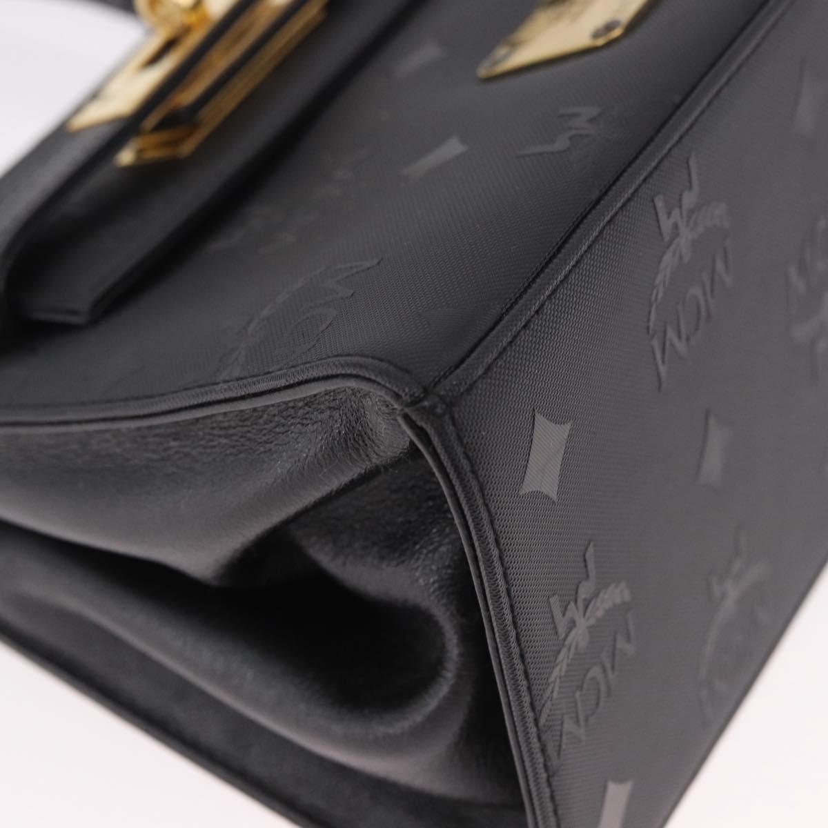 MCM Logogram Vicetos Hand Bag PVC 2way Black Gold Auth 183880A