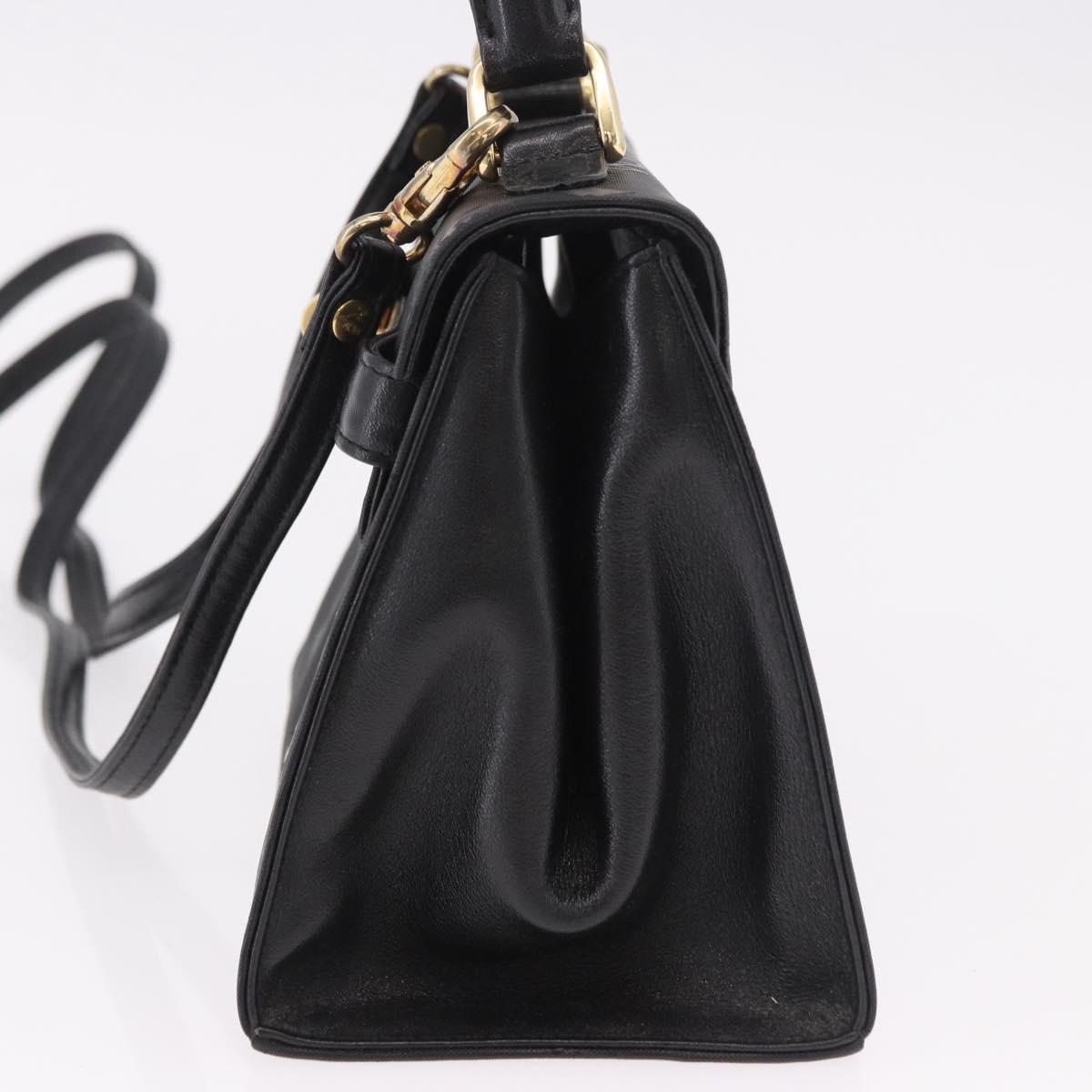 MCM Logogram Vicetos Hand Bag PVC 2way Black Gold Auth 183880A