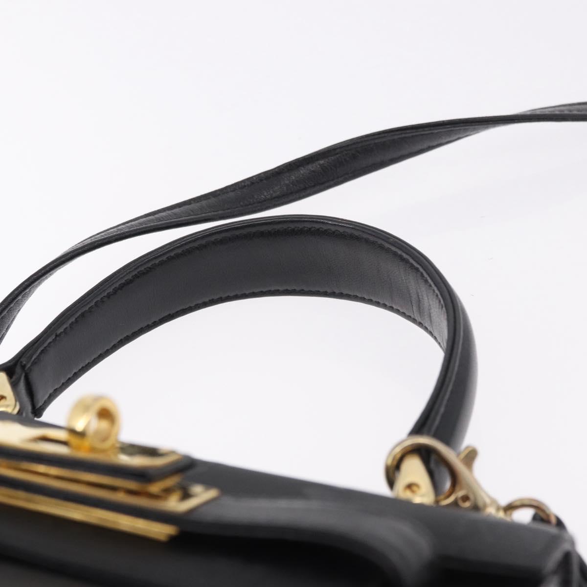 MCM Logogram Vicetos Hand Bag PVC 2way Black Gold Auth 183880A