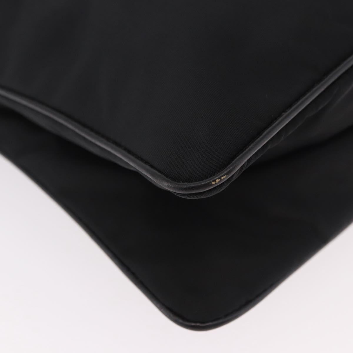 PRADA Shoulder Bag Nylon Black Gold Auth 183882A