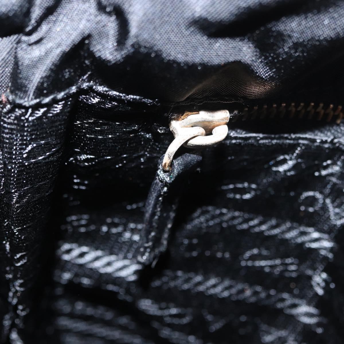PRADA Shoulder Bag Nylon Black Gold Auth 183882A