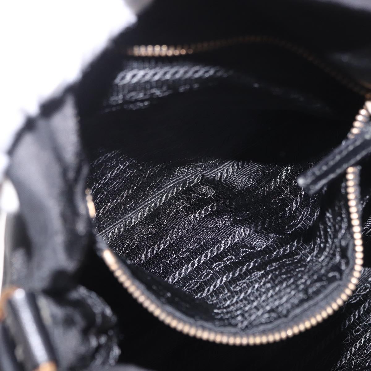 PRADA Shoulder Bag Nylon Black Gold Auth 183882A