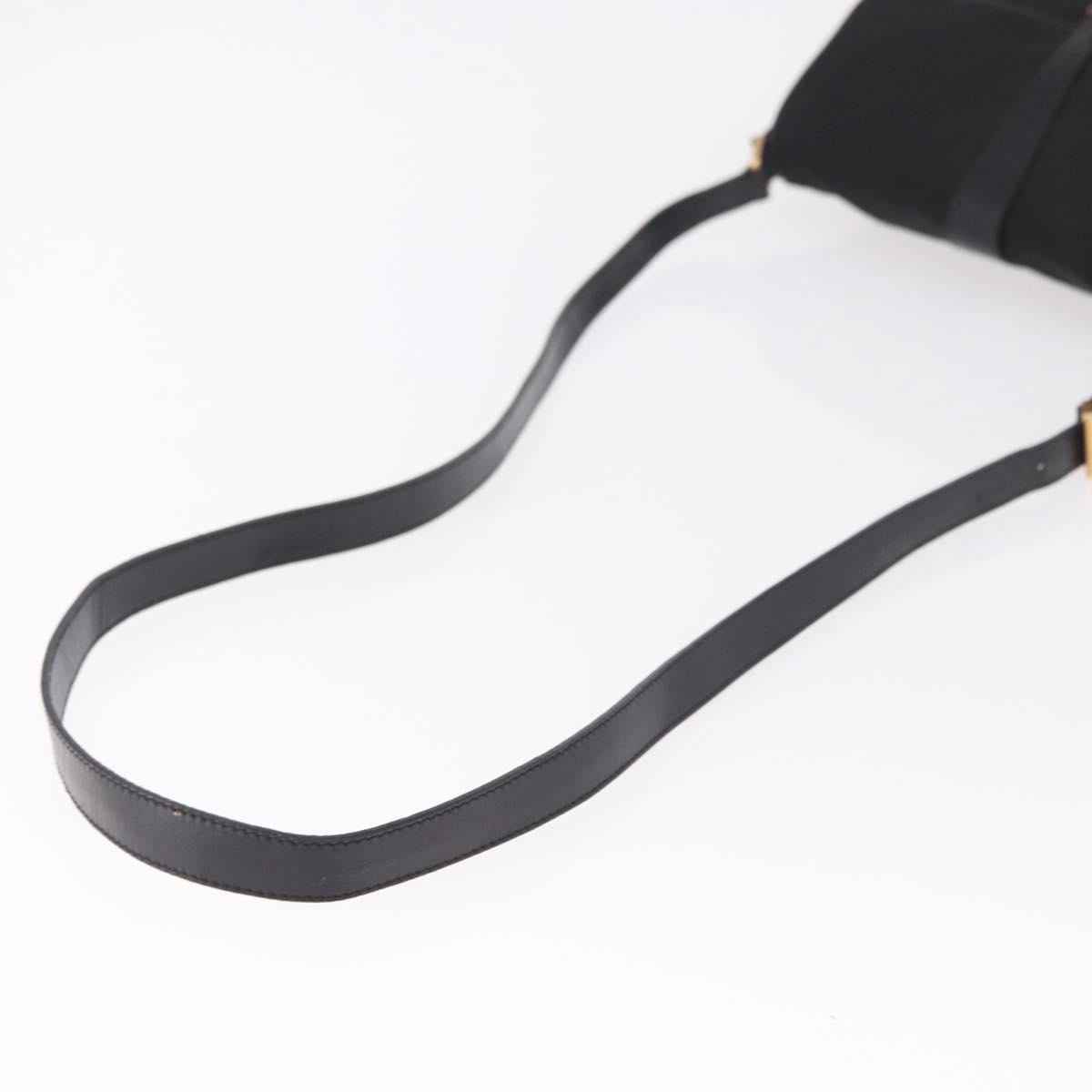 PRADA Shoulder Bag Nylon Black Gold Auth 183882A