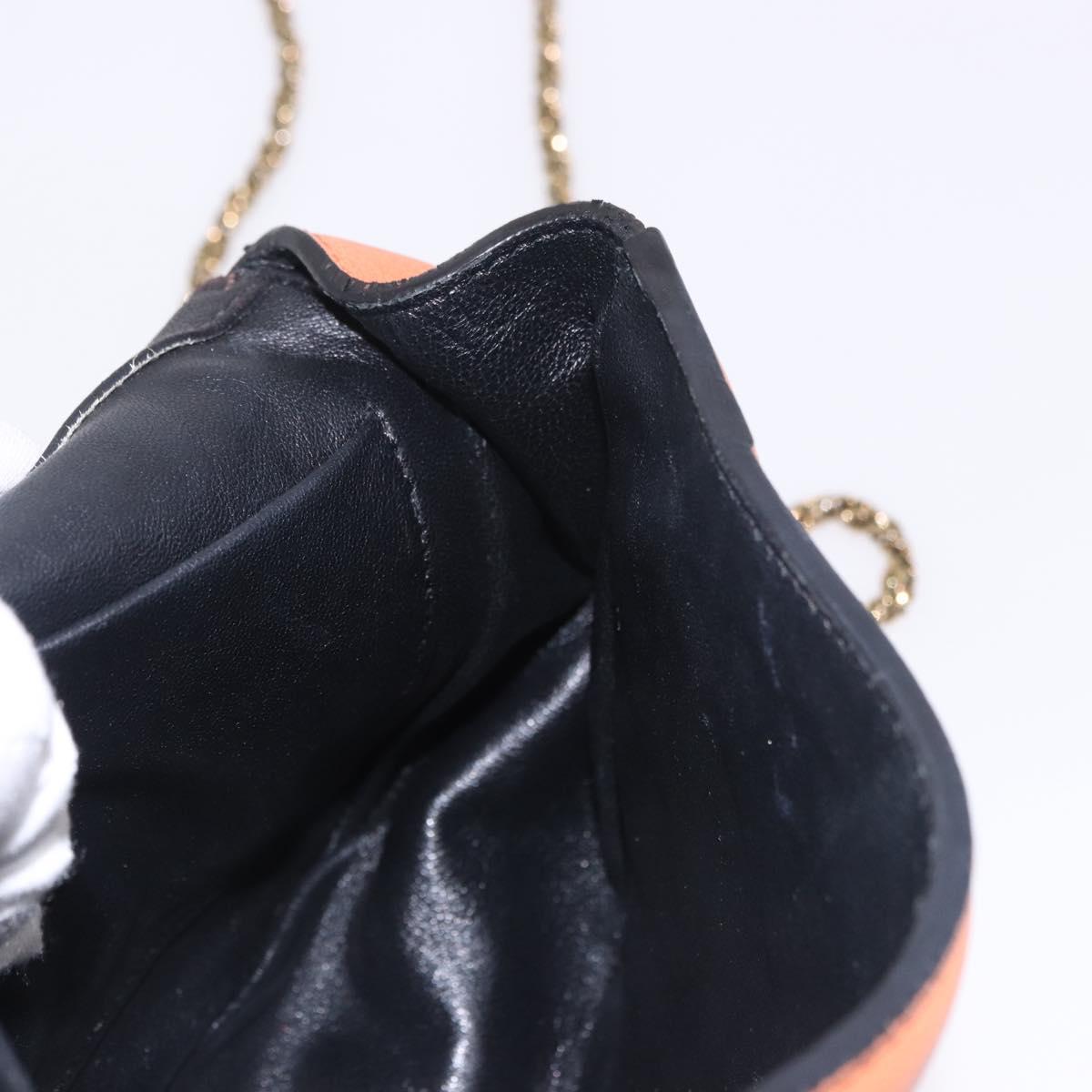 Chloe Elsie Chain Shoulder Bag Leather Orange Gold Auth 183885