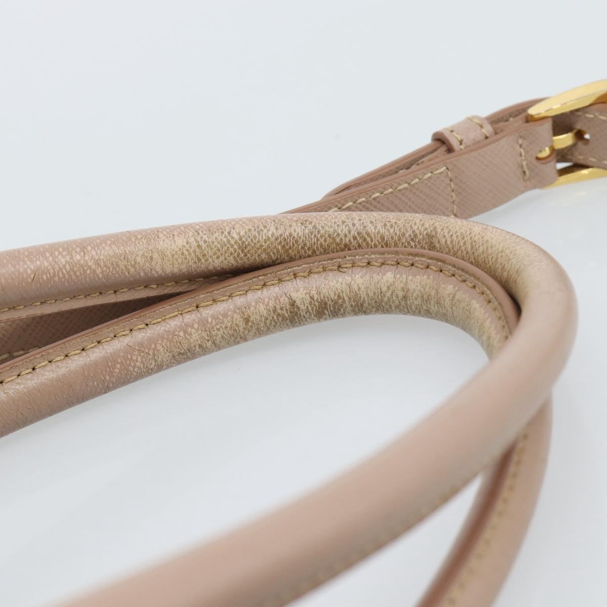 PRADA Hand Bag Safiano Leather 2way Beige Gold Auth 183886A