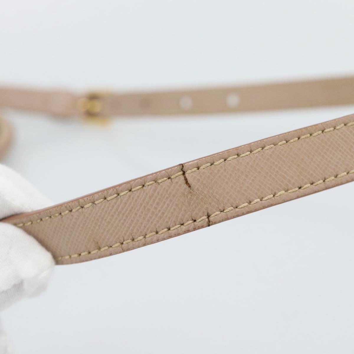 PRADA Hand Bag Safiano Leather 2way Beige Gold Auth 183886A
