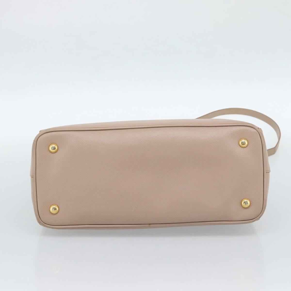 PRADA Hand Bag Safiano Leather 2way Beige Gold Auth 183886A