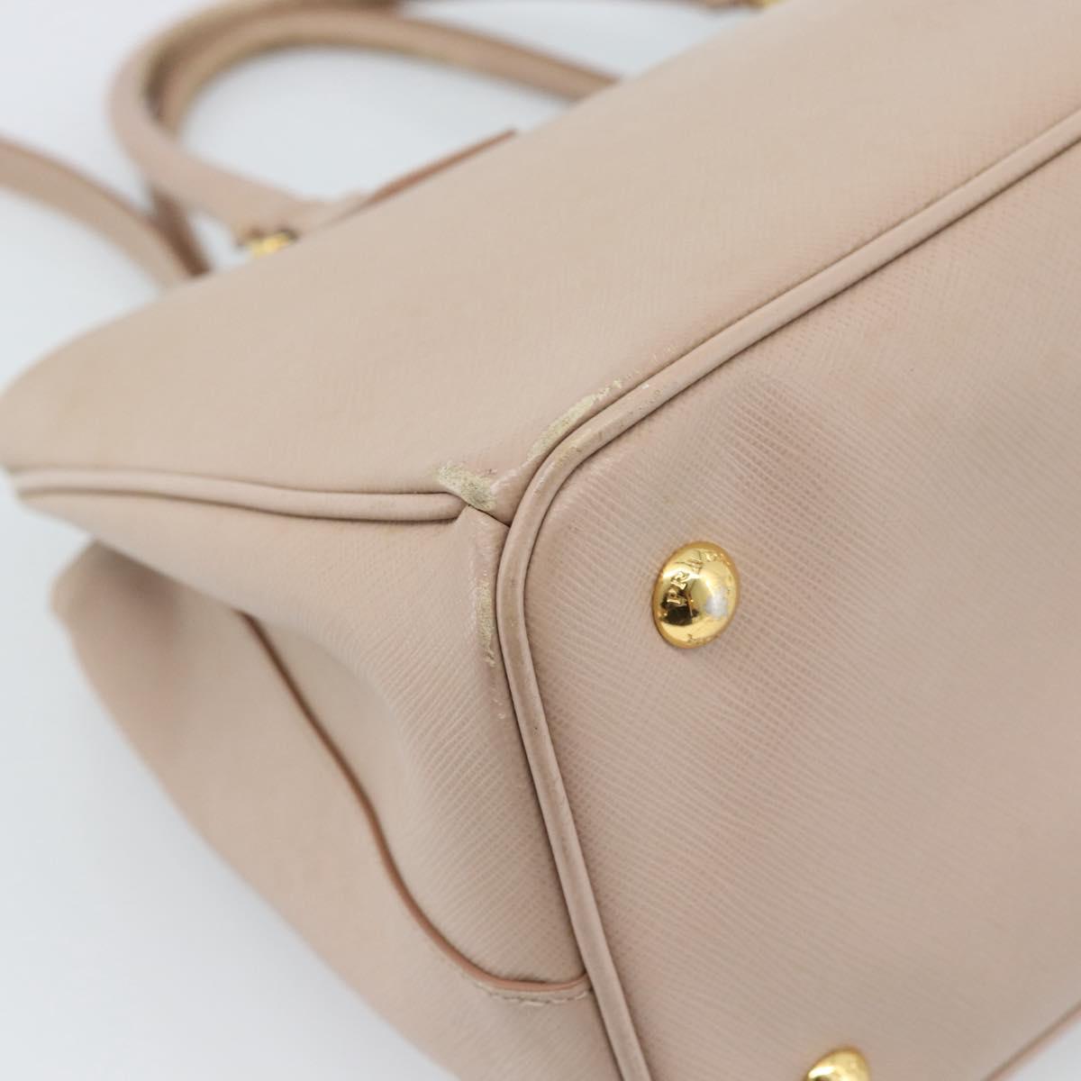 PRADA Hand Bag Safiano Leather 2way Beige Gold Auth 183886A