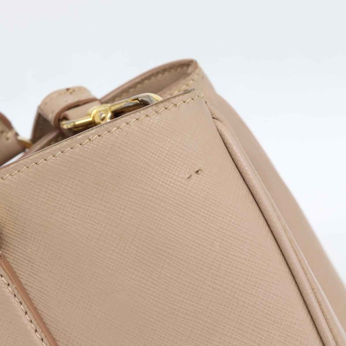 PRADA Hand Bag Safiano Leather 2way Beige Gold Auth 183886A