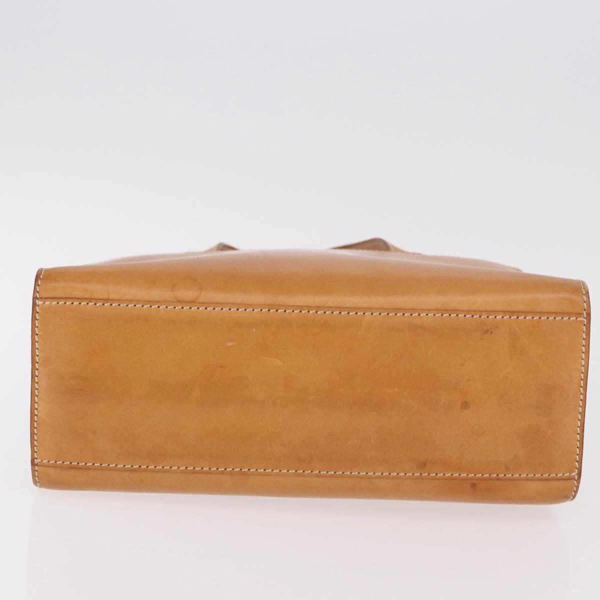 CELINE Hand Bag Leather Brown Silver Auth 183890