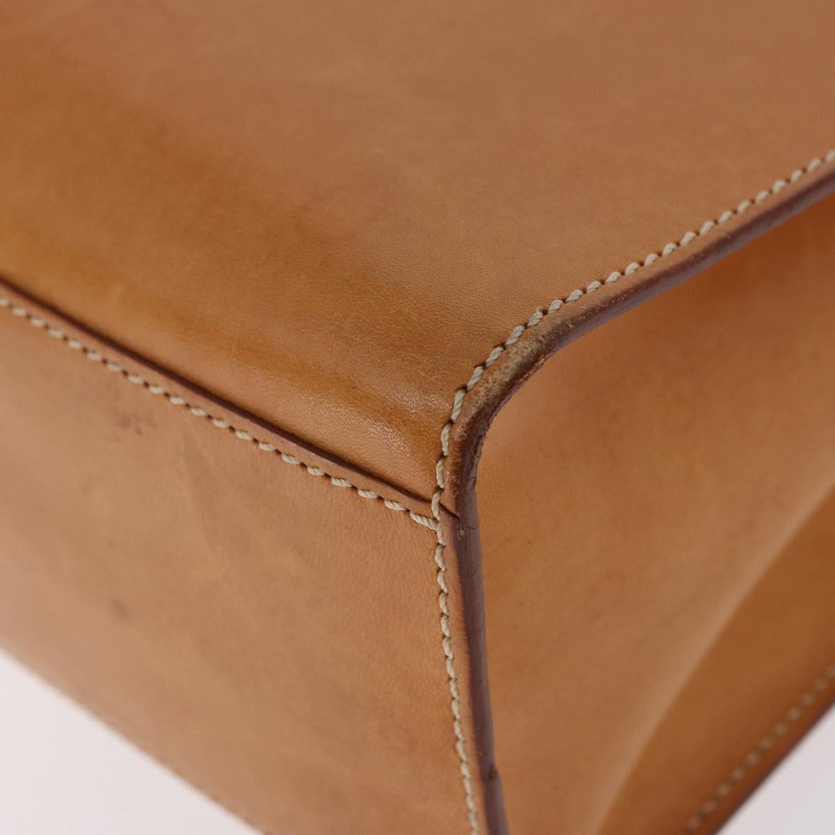 CELINE Hand Bag Leather Brown Silver Auth 183890